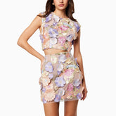 Delicate Floral Embroidered Two-Piece Set - Chiccharm